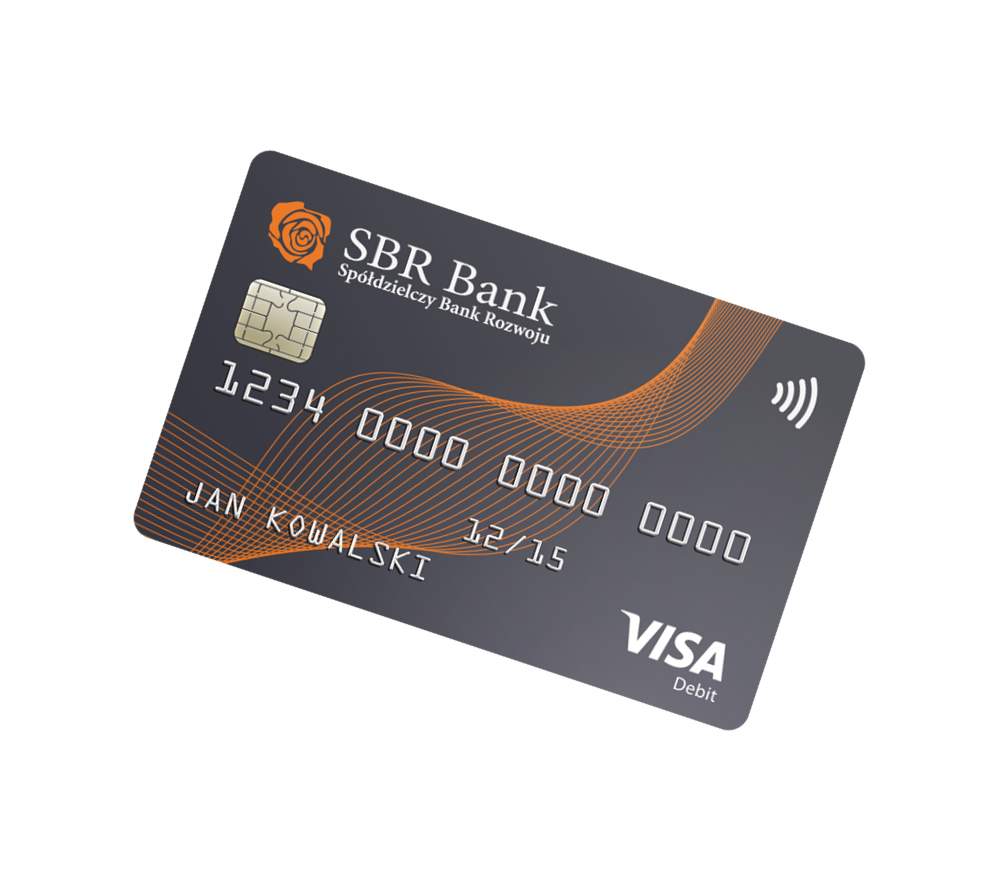 Na jasnym tle karta płatnicza z logo SBR Bank