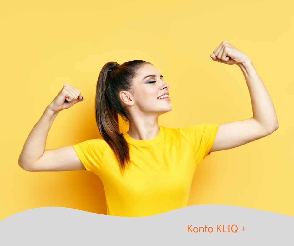 Kreatywna grafika: kobieta na tle żółtej ściany pręży muskuły w geście atlety